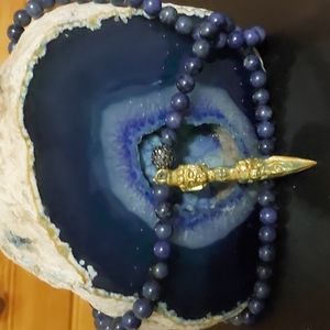 Blue Lapis with Bronze Buddhist Ritual Dagger necklace